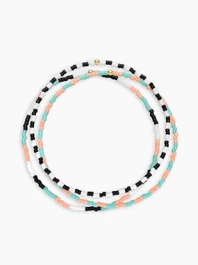 Gorjana Palm Desert Gigi Stripe Bracelet Trio Mint, Coral, Black & White $65 New